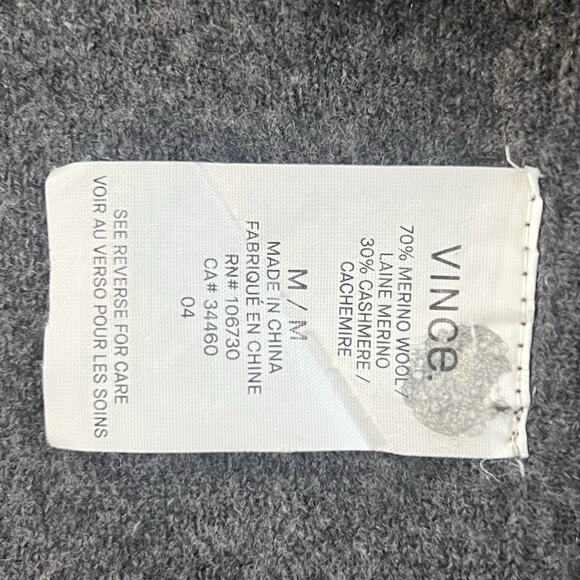 Vince Merino Wool Cashmere Gray Lace Up Pullover Sweater - Picture 6 of 6